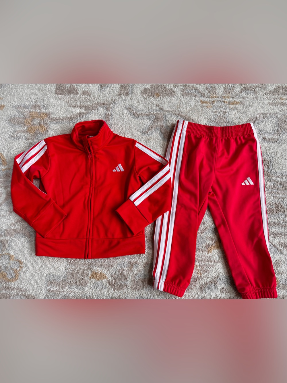 Adidas kids tracksuit, red white 2t